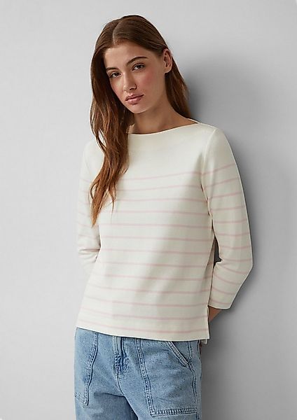 s.Oliver 3/4 Arm-Pullover Sweatshirt Geringeltes Sweatshirt mit U-Boot-Auss günstig online kaufen
