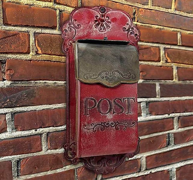 Briefkasten POST Zink Vintage Postkasten Rot patiniert Wandbriefkasten Land günstig online kaufen