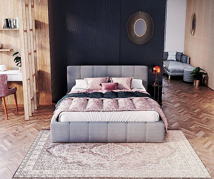 thematys Polsterbett Bett aus Velours Stauraumbett - TOPSELLER - MADE IN EU günstig online kaufen