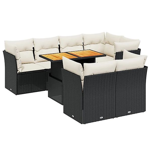 vidaXL 8-Tlg Garten-Sofagarnitur mit Kissen Schwarz Poly Rattan 3270706 günstig online kaufen