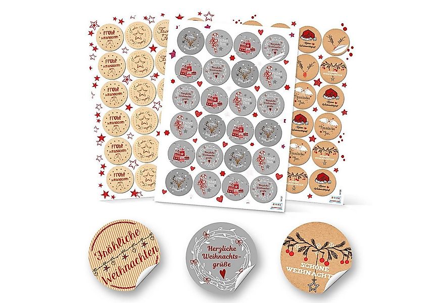 Logbuch-Verlag Dekofigur SET 3 x 24 runde Weihnachtsaufkleber 4 cm in Grau, günstig online kaufen