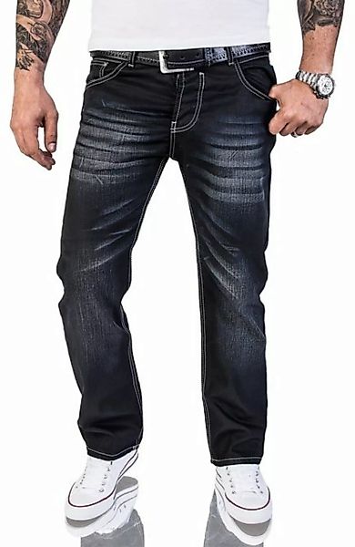 Rock Creek Straight-Jeans Herren Jeans Stonewashed Schwarz RC-2064 günstig online kaufen