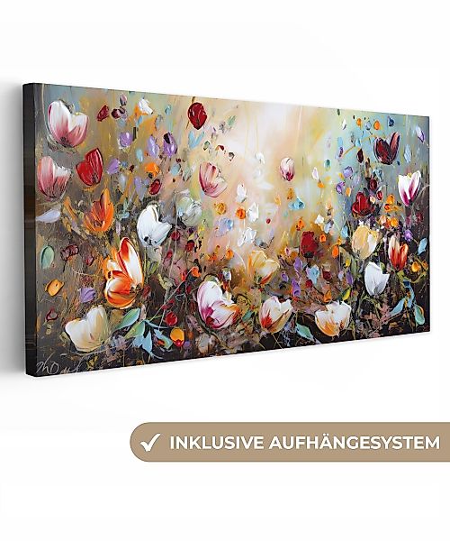 OneMillionCanvasses® Leinwandbild Panorama Ölfarben - Blumen günstig online kaufen