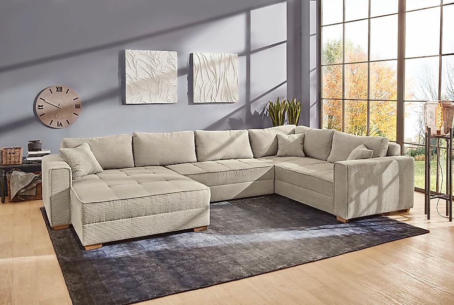 Jockenhöfer Gruppe Wohnlandschaft "Brixen U-Form, B: 379 cm" mit Bettfunkti günstig online kaufen