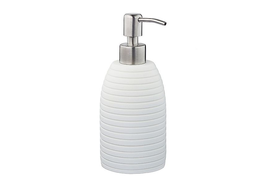 relaxdays Seifenspender Edelstahlpumpe Rille, weiß günstig online kaufen