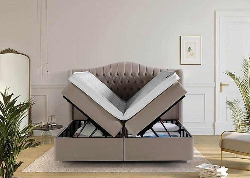 BettCo Stauraumbett Boxspringbett mit Bettkasten Maison (in Taupe Velours, günstig online kaufen