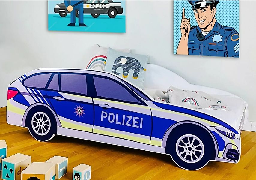 Kids Collective Autobett Kinderbett Jugendbett Polizei 70x140, 80x160 cm mi günstig online kaufen
