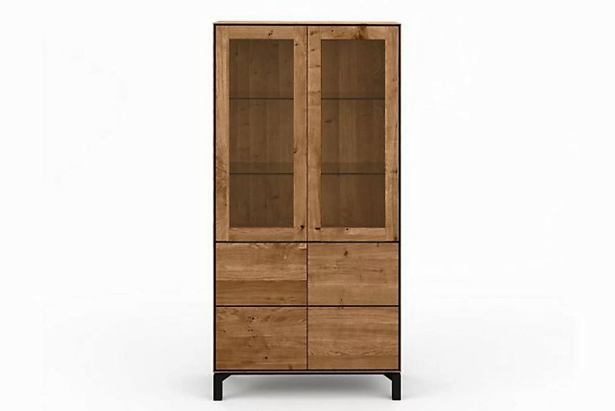 daslagerhaus living Hochschrank Vitrinenschrank Birmingham Eiche H 200 cm günstig online kaufen