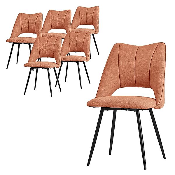 ML-Design Esszimmerstühle 6Er Set Orange aus Stoffbezug mit Rückenlehne günstig online kaufen