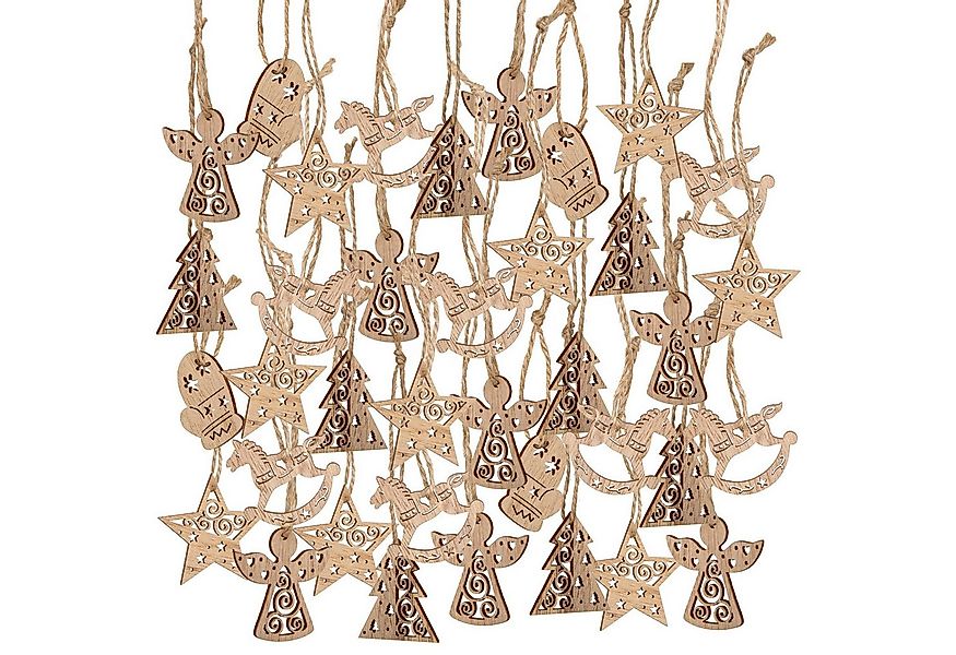 Logbuch-Verlag Dekofigur 36 kleine Holzanhänger Weihnachten braun Natur 5 c günstig online kaufen