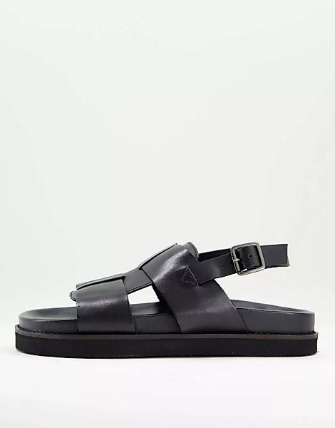 Silver Street – Hochwertige Sandalen aus schwarzem Leder mit dicker Sohle m günstig online kaufen