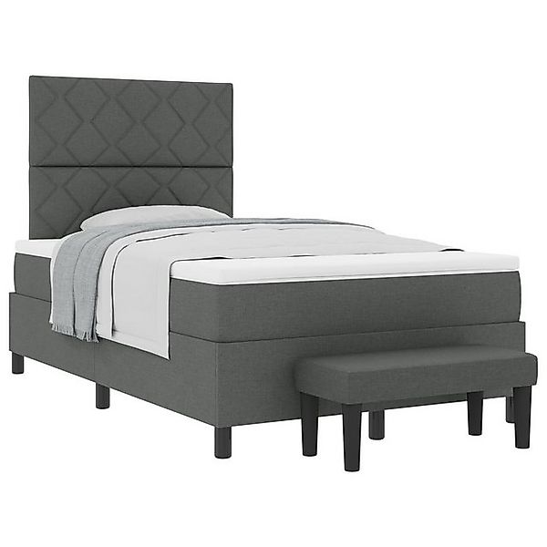 vidaXL Bett Boxspringbett mit Matratze & Bank Dunkelgrau 120x200 cm Stoff ( günstig online kaufen