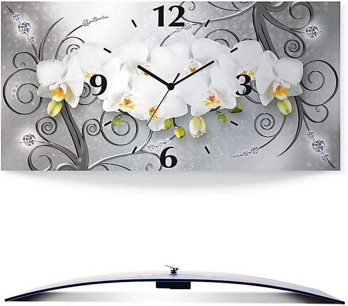 Artland Wanduhr »weiße Orchideen auf Ornamenten« wahlweise mit Quarz- oder günstig online kaufen