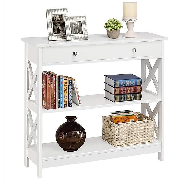 Yaheetech Konsolentisch 3-stufiger Beistelltisch, Sofatisch mit Schublade & günstig online kaufen