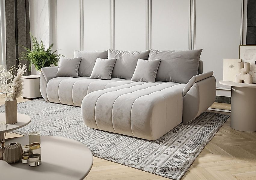 Fun Möbel Ecksofa Sofa Schlafsofa AKITA Stoff Monolith, inkl. 3 Zierkissen, günstig online kaufen
