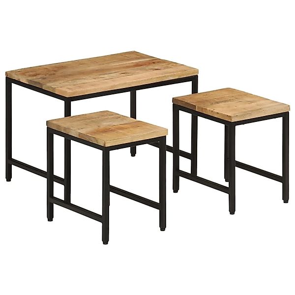 vidaXL Satztische 3 Stk. Raues Massivholz Mango und Eisen 372731 günstig online kaufen