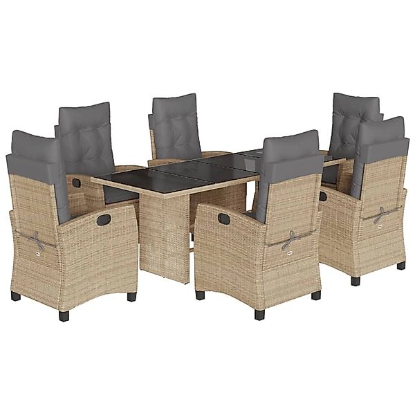 vidaXL 7-Tlg Garten-Essgruppe mit Kissen Beigemischung Poly Rattan 3212695 günstig online kaufen