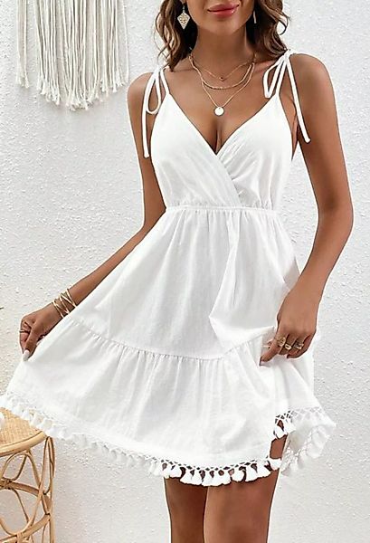 SEGUEN Sommerkleid Sexy Wind V-Ausschnitt ärmelloses Kleid Frühling Hoch ta günstig online kaufen