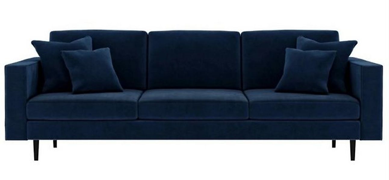 Xlmoebel Sofa Blaues Vier-Personen-Stoff-Wohnzimmerdesign-Sofa mit Samt-Pol günstig online kaufen