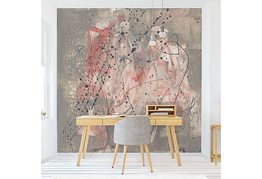 Bilderdepot24 Vliestapete Abstrakt Abstrakt Rosa Grau Punkte Tapete Wanddek günstig online kaufen
