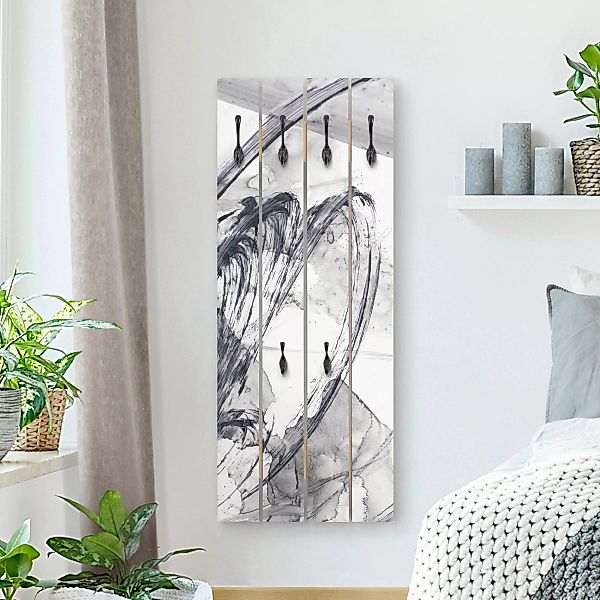 Wandgarderobe Holzpalette Abstrakt Sonar Schwarz Weiß I günstig online kaufen