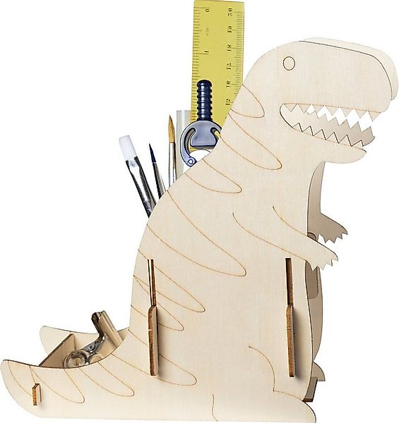 Pebaro 3D-Puzzle Holzbausatz Laser cut Stiftehalter Dinosaurier, 477/3, 7 P günstig online kaufen