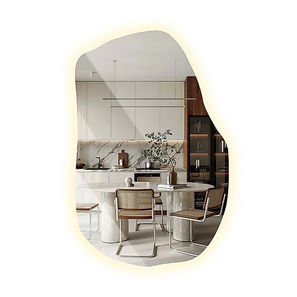 Tulup LED Spiegel LED Badezimmerspiegel Design 90x58,5 cm Unregelmäßiger Wa günstig online kaufen