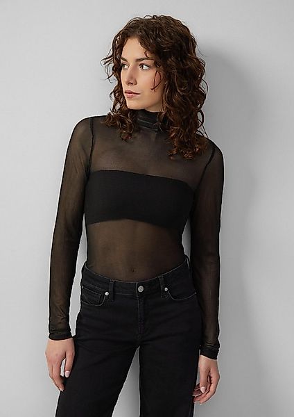 QS Langarmshirt T-Shirt Meshshirt mit Stehkragen günstig online kaufen