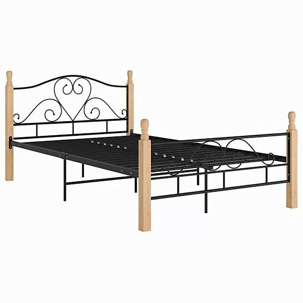 vidaXL Bettgestell Bettgestell Schwarz Metall 120x200 cm Bett Bettrahmen Be günstig online kaufen