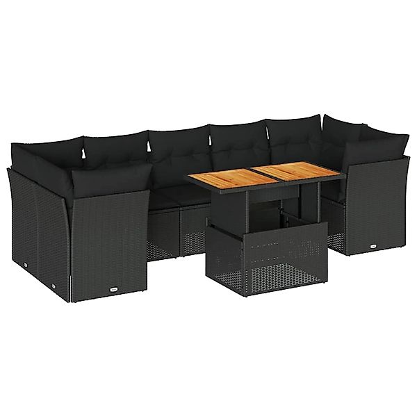 vidaXL 8-Tlg Garten-Sofagarnitur mit Kissen Schwarz Poly Rattan 3326897 günstig online kaufen