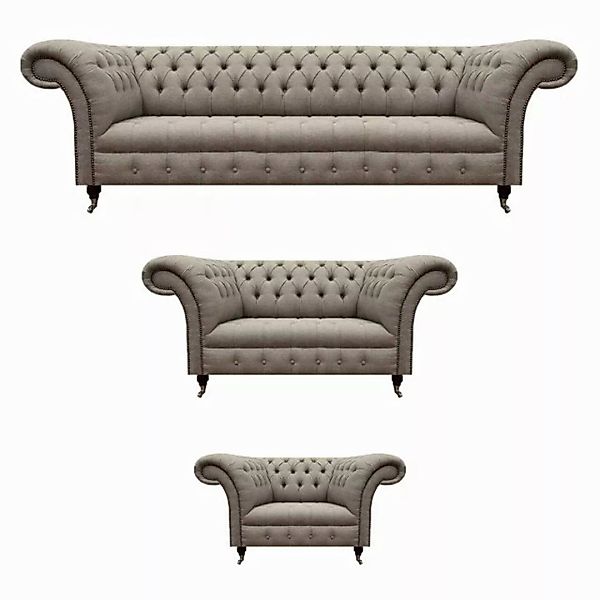 JVmoebel Chesterfield-Sofa Sofagarnitur 3tlg Polstermöbel Dreisitzer Sofa V günstig online kaufen