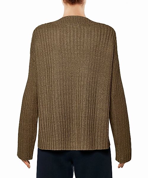 FALKE Damen Pullover V-Ausschnitt, S, Braun, Struktur, Leinen, 64059-512302 günstig online kaufen