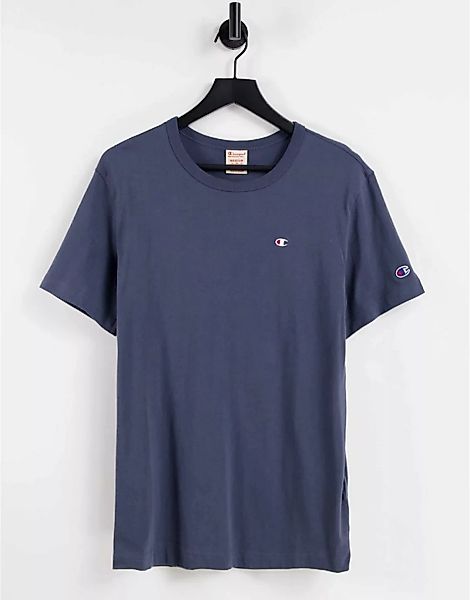 Champion – Reverse Weave – T-Shirt mit Logo in Anthrazit-Grau günstig online kaufen