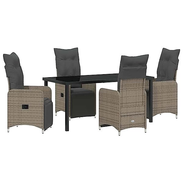 vidaXL 5-Teiliges Gartentisch-Set mit Kissen in Grau aus Poly Rattan 337967 günstig online kaufen