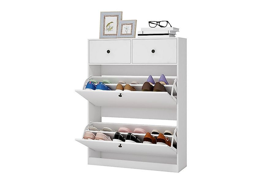 Puluomis Schuhschrank Schuhkipper mit 2 Schublade, 2 Klappen Schuhregal 24x günstig online kaufen