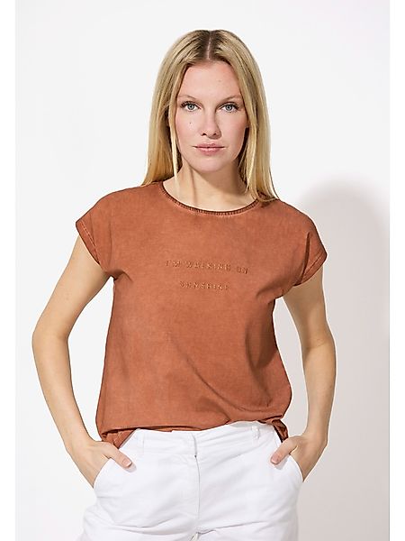 MORE&MORE T-Shirt T-Shirt mit Schriften clay günstig online kaufen