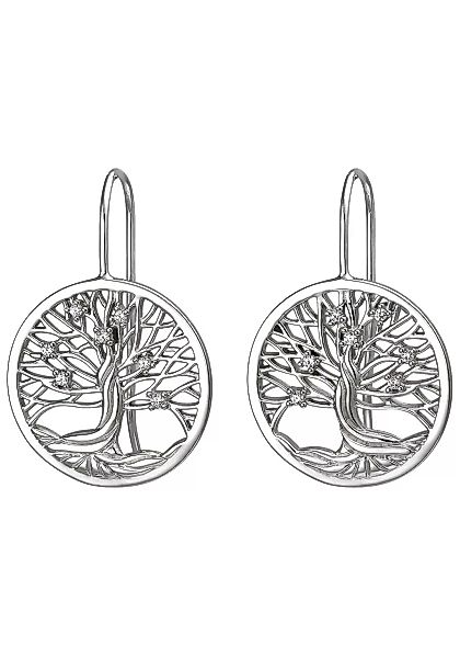 JOBO Paar Ohrhänger "Lebensbaum", 925 Silber mit 14 Zirkonia günstig online kaufen