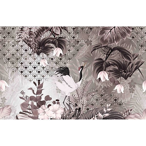 Marburg Fototapete Floral Modern 2,7 m x 4,24 m Weiß-Grau FSC® günstig online kaufen