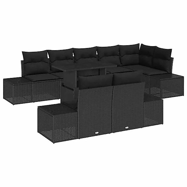 vidaXL Gartensofa-set mit Kissen 9-Tlg Schwarz Poly-Rattan 3349209 günstig online kaufen