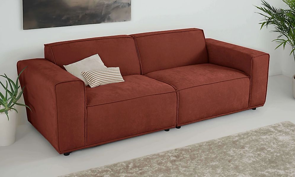 Home affaire 3-Sitzer "Avelin, 228 cm, Chenille, Struktur-Boucle", mit Well günstig online kaufen