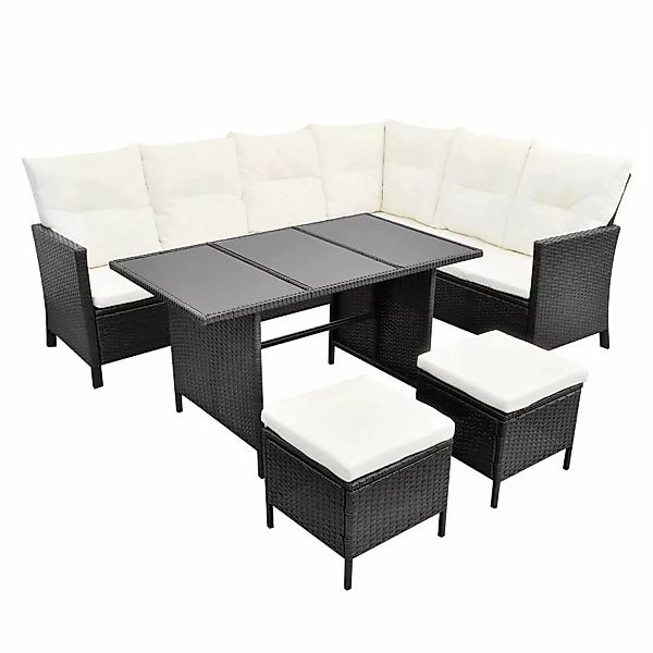 vidaXL 4-tlg Garten-Lounge-Set mit Auflagen Poly Rattan Schwarz Modell 33 günstig online kaufen