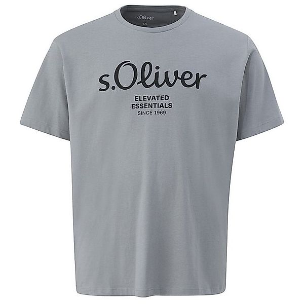 s.Oliver Rundhalsshirt s.Oliver Übergrößen T-Shirt grau Logo-Frontprint günstig online kaufen