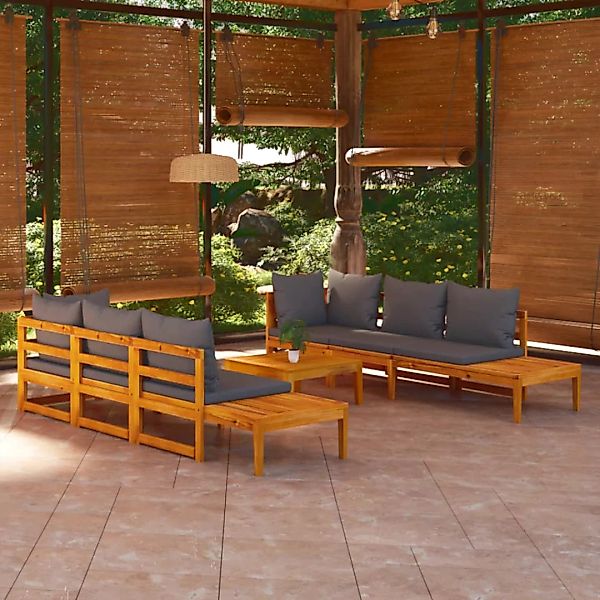 Vidaxl 5-tlg. Garten-lounge-set Mit Dunkelgrauen Kissen Akazienholz günstig online kaufen
