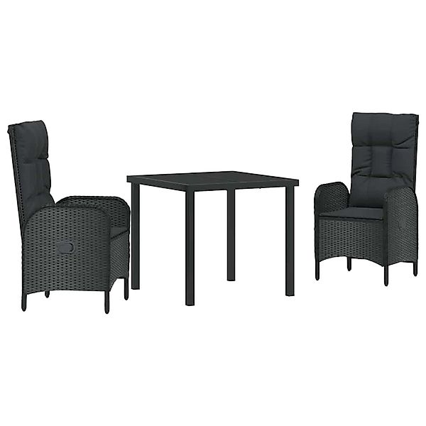 vidaXL Garten Essgruppe mit Kissen 3-Tlg Schwarz Poly Rattan 3380113 günstig online kaufen