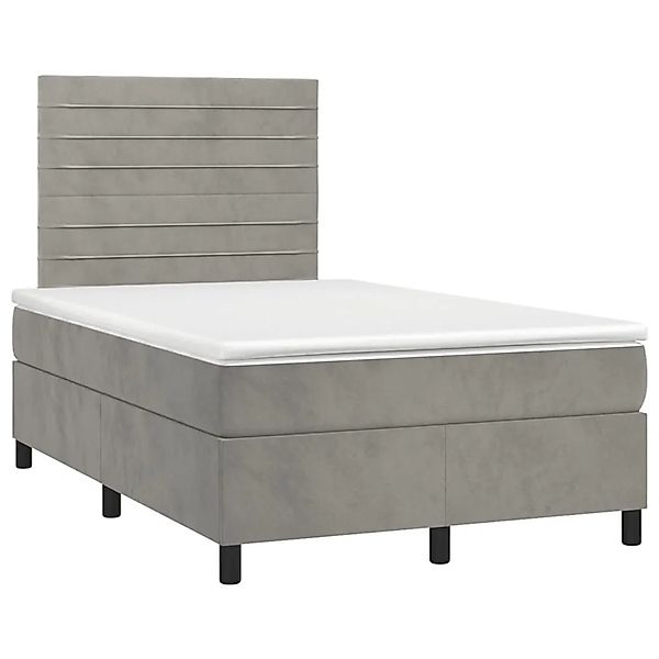 vidaXL Boxspringbett mit Matratze Hellgrau 120x200 cm Samt 3143073 günstig online kaufen