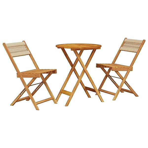 vidaXL 3-tlg Bistro-Set Beige Polypropylen und Massivholz Modell 1 günstig online kaufen
