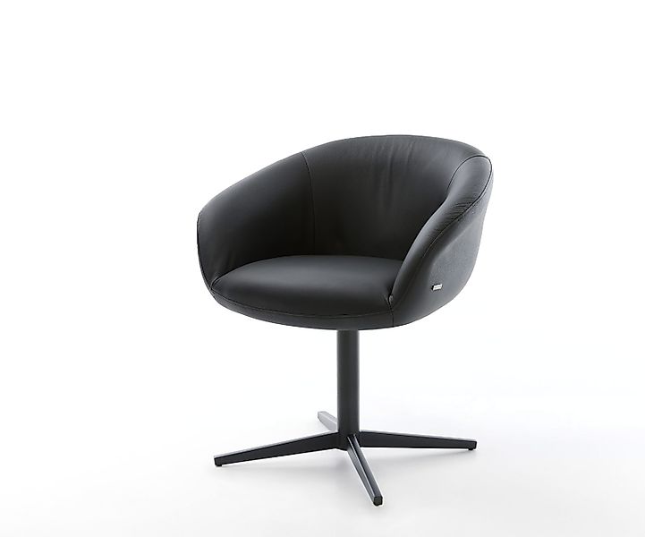 Drehstuhl Vinka-Flex mit Armlehnen Echt-Leder Schlamm Fußkreuz Schwarz 360° günstig online kaufen