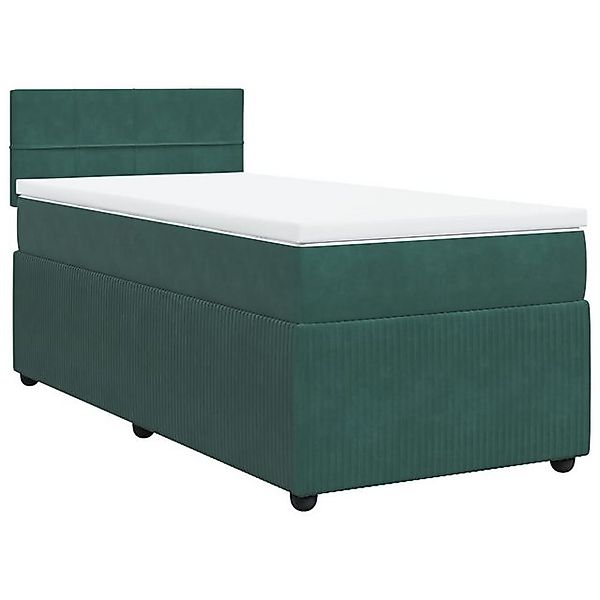 vidaXL Boxspringbett, Boxspringbett mit Matratze Dunkelgrün 90x190 cm Samt günstig online kaufen