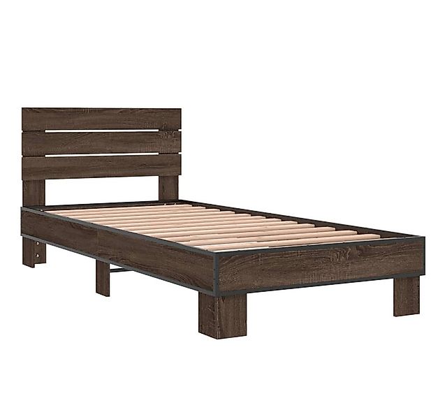 vidaXL Bett Bettgestell Braun Eichen-Optik 90x200 cm Holzwerkstoff Metall günstig online kaufen