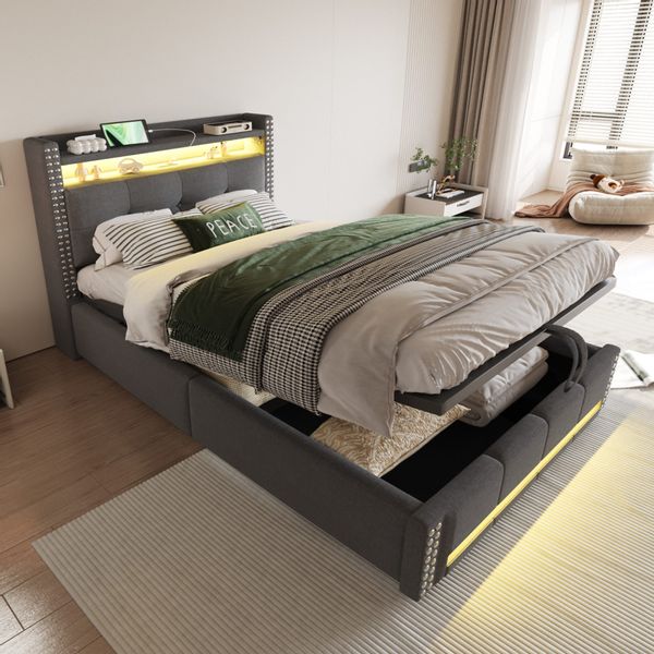 HAUSS SPOLE Polsterbett 90x200cm mit LED-Beleuchtung günstig online kaufen